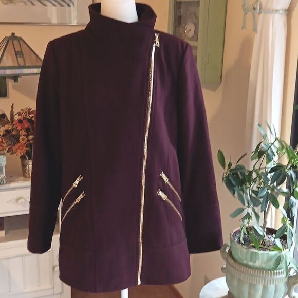 Guess Wool Moto/Pea Coat wirh Zippers - Picture 2 of 14